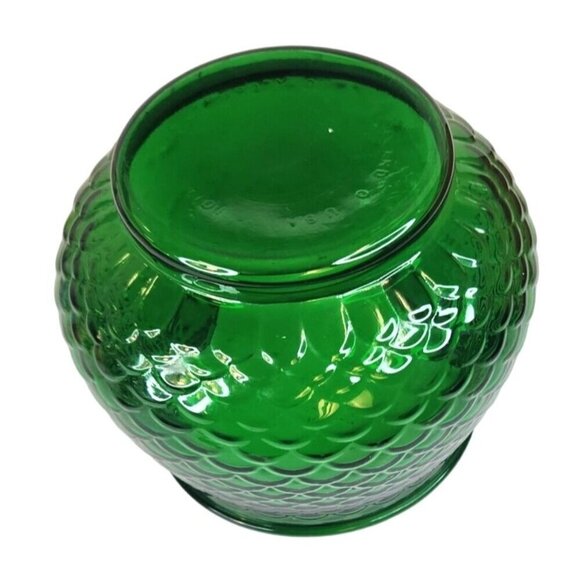 Vintage Green Glass Vase Fish Scale Pattern E.O. Brody Co. Cleveland Mid Century - Picture 2 of 9